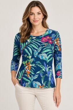 J. McLaughlin Catalina cloth 3/4-sleeve signature tee